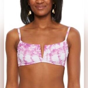 BAR III Women's Purple Tie Dye Stretch Bikini Tie Removable Cups-NWT